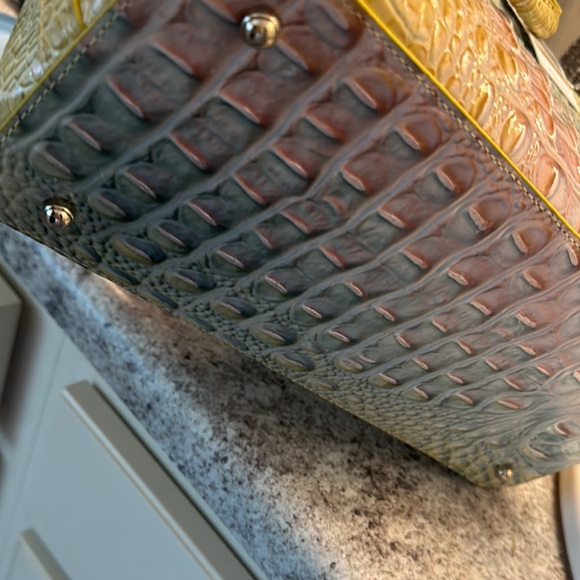 Brahmin Yellow and Blue Croc-Embossed Satchel - Picture 6 of 6